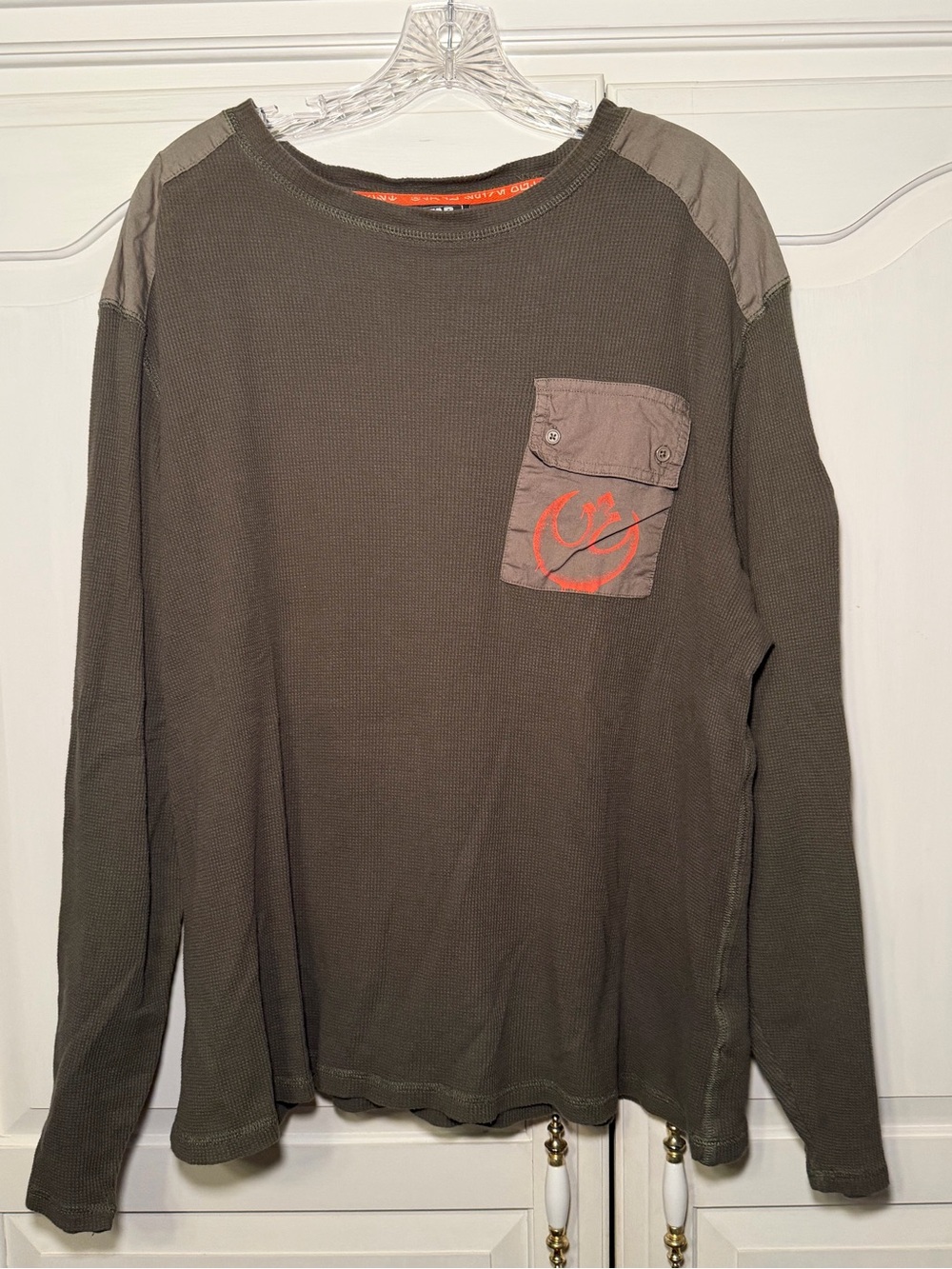 Star Wars Galaxy's Edge Waffle Knit Thermal Long Sleeve Shirt with Decals